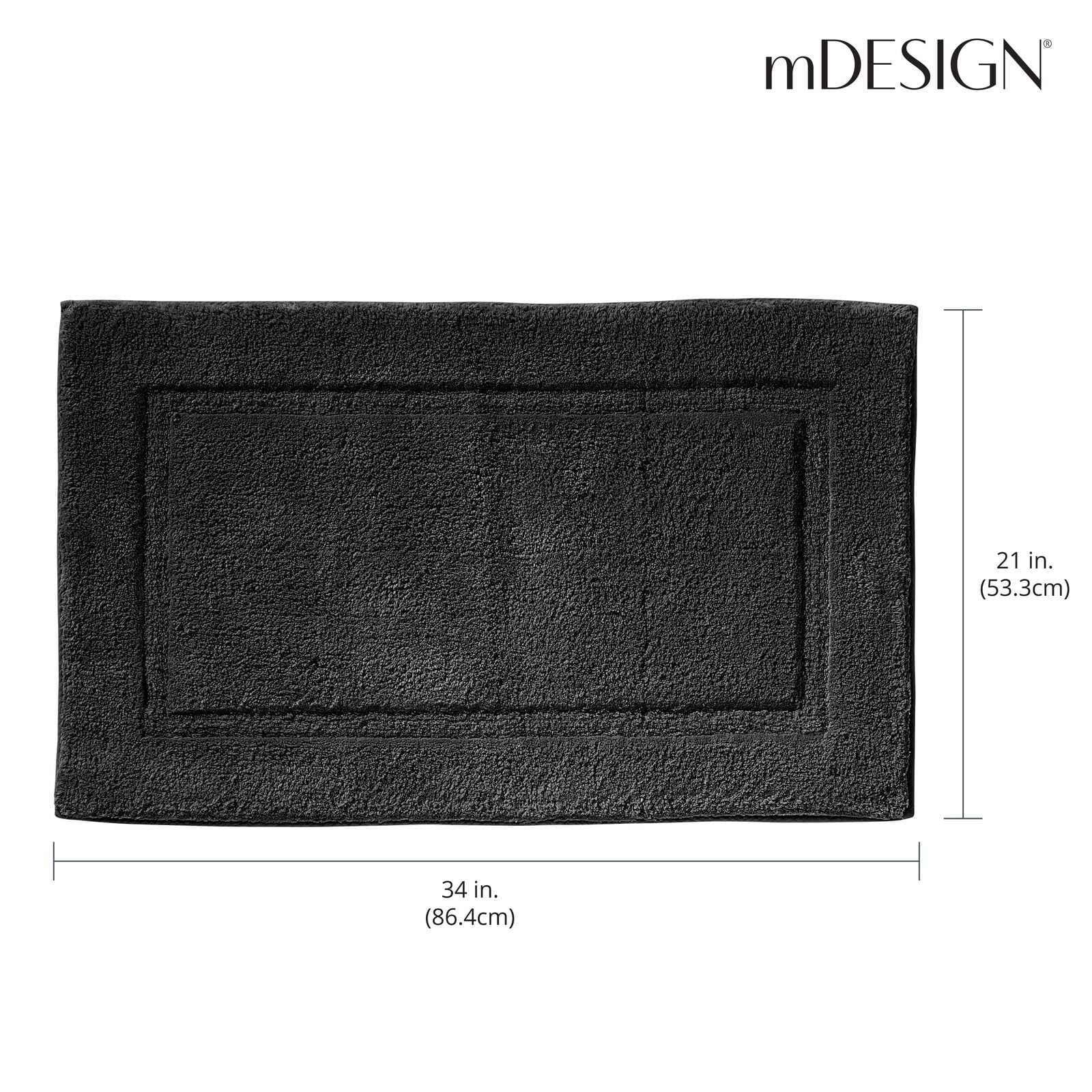 Mdesign 100% Cotton Bath Mat - Soft Hotel-Style Rectangular Bathroom Floor Rug - Plush, Water Absorbent Cloth Bathmat For Outsid